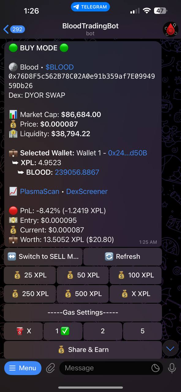 BloodTradingBot Interface